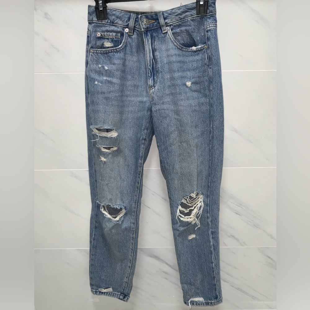 GARAGE Women’s Distressed Mom Jeans